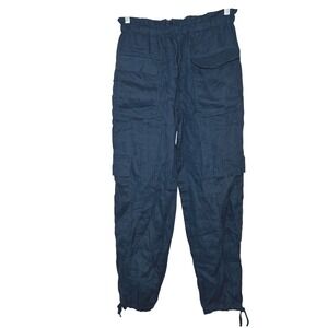 magashoni navy linen pants jogger cargo minimal career natural quite Luxury boho